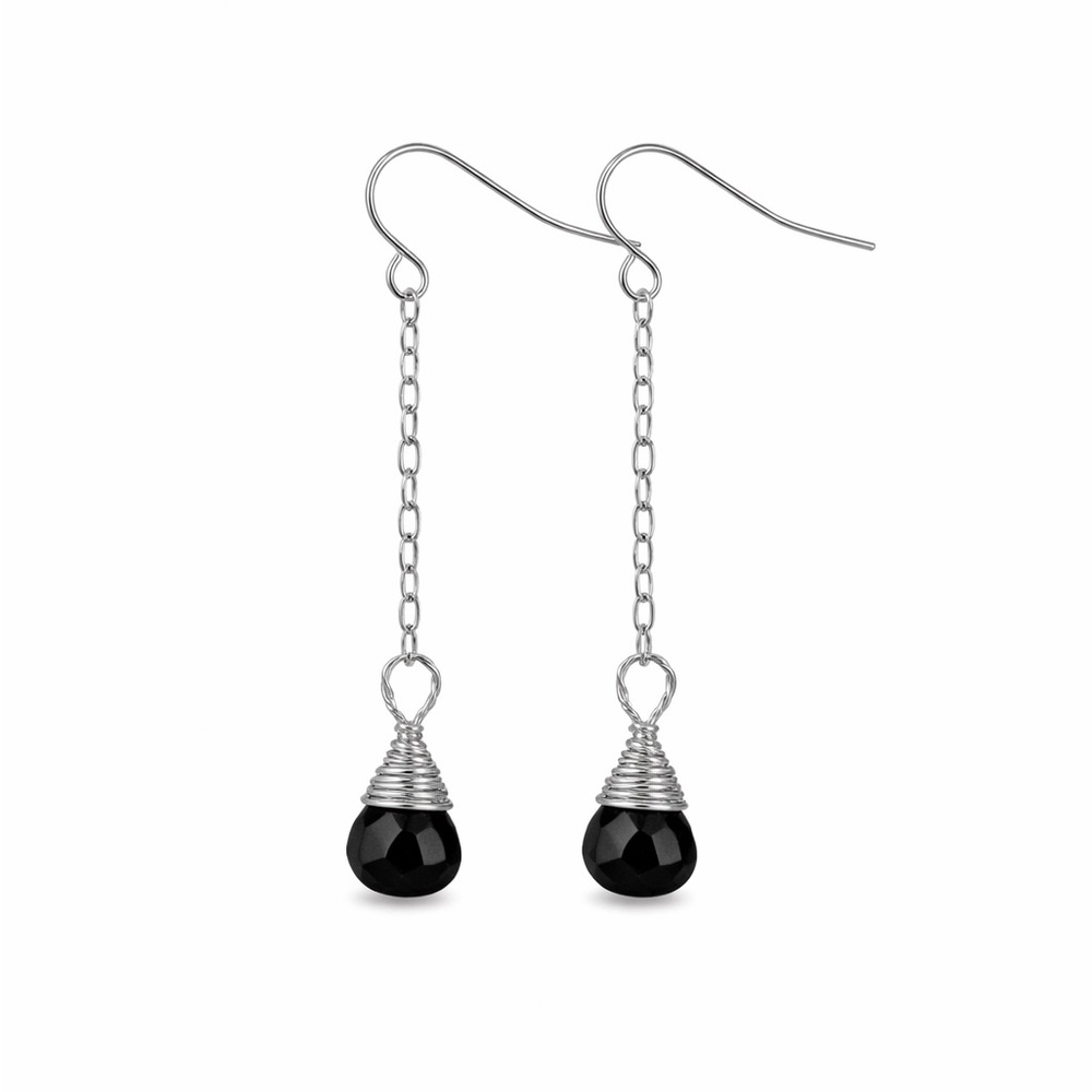 HK1747 S925 Black Onyx Dangle Earrings